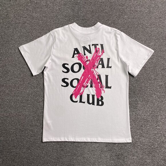 Anti Social Social Club White T Shirt With Pink Cross Pattern